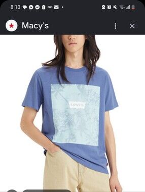 Levi's Navy T-Shirt with Teal Tropical Print